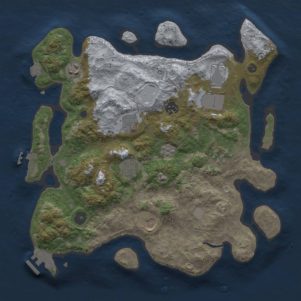 Rust Map: Procedural Map, Size: 3500, Seed: 105184026, 16 Monuments