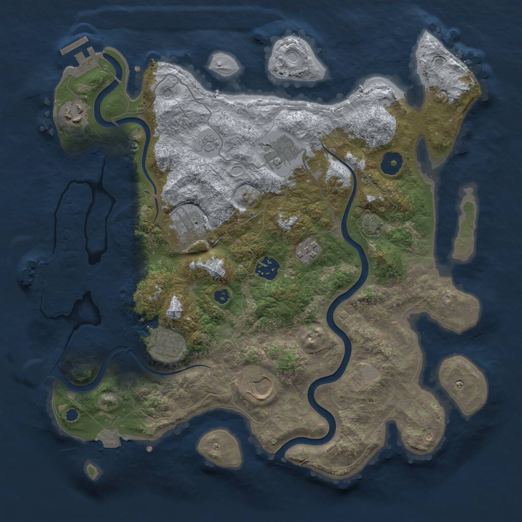 Rust Map: Procedural Map, Size: 3500, Seed: 105184026, 13 Monuments