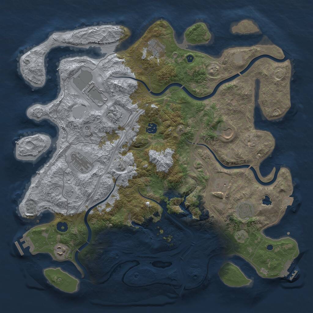 Rust Map: Procedural Map, Size: 4250, Seed: 714867799, 16 Monuments