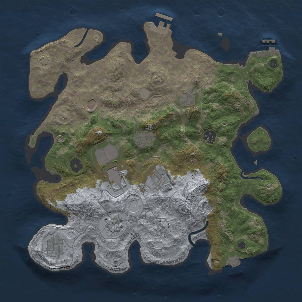 Rust Map: Procedural Map, Size: 3500, Seed: 1258111169, 16 Monuments