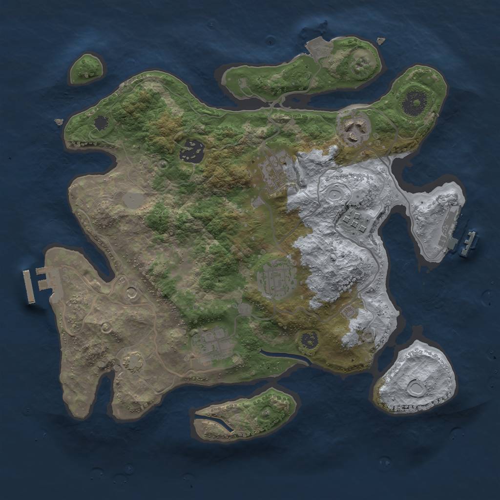 Rust Map: Procedural Map, Size: 3000, Seed: 9964, 13 Monuments