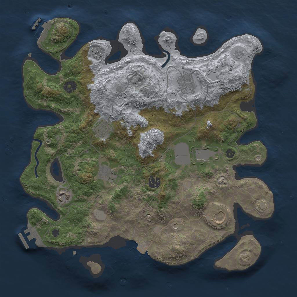 Rust Map: Procedural Map, Size: 3500, Seed: 746033853, 16 Monuments