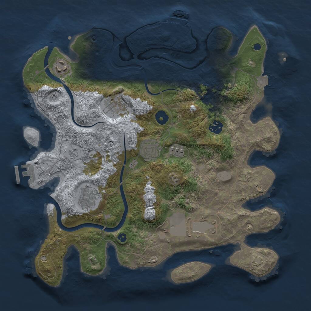 Rust Map: Procedural Map, Size: 3500, Seed: 1414763124, 13 Monuments