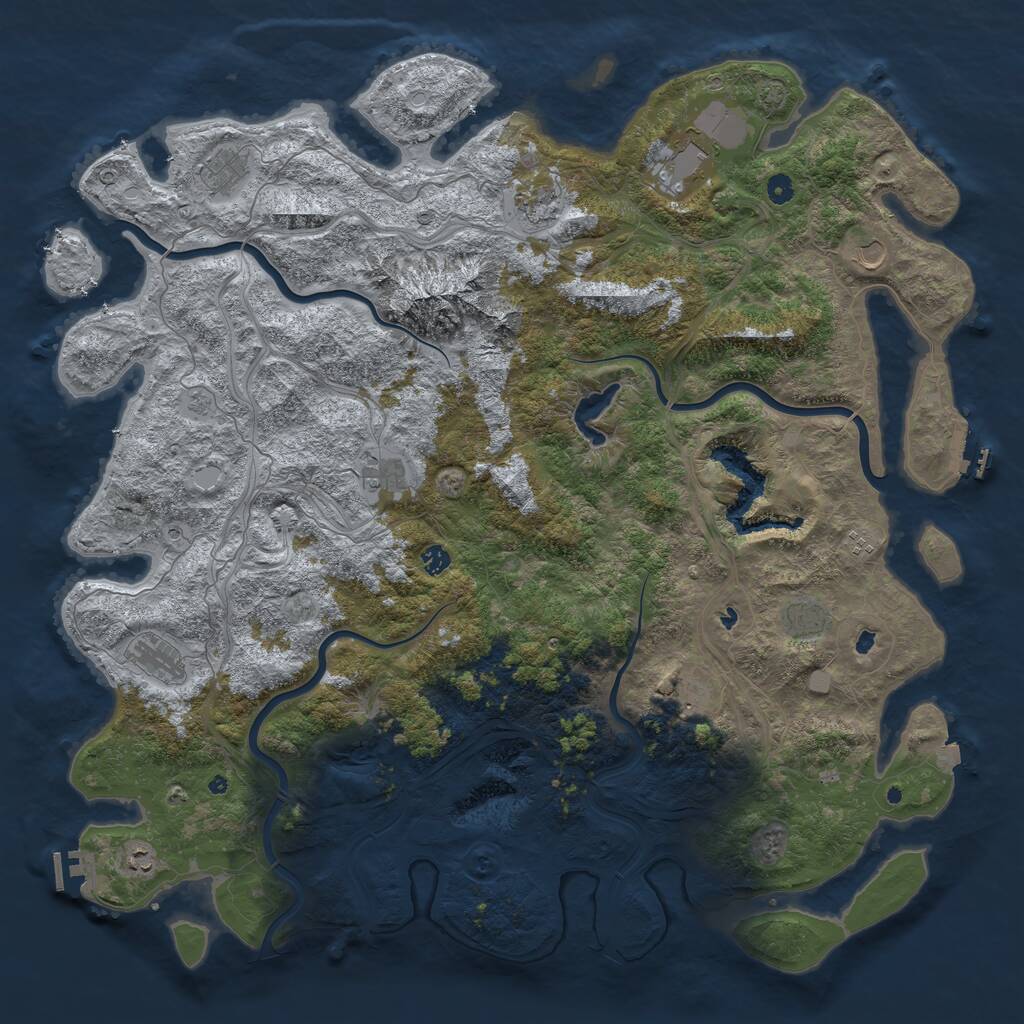 Rust Map: Procedural Map, Size: 5350, Seed: 1847584948, 17 Monuments