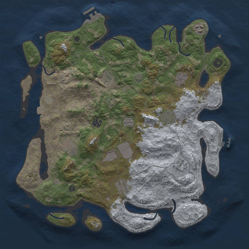 Rust Map: Procedural Map, Size: 4000, Seed: 72381, 18 Monuments