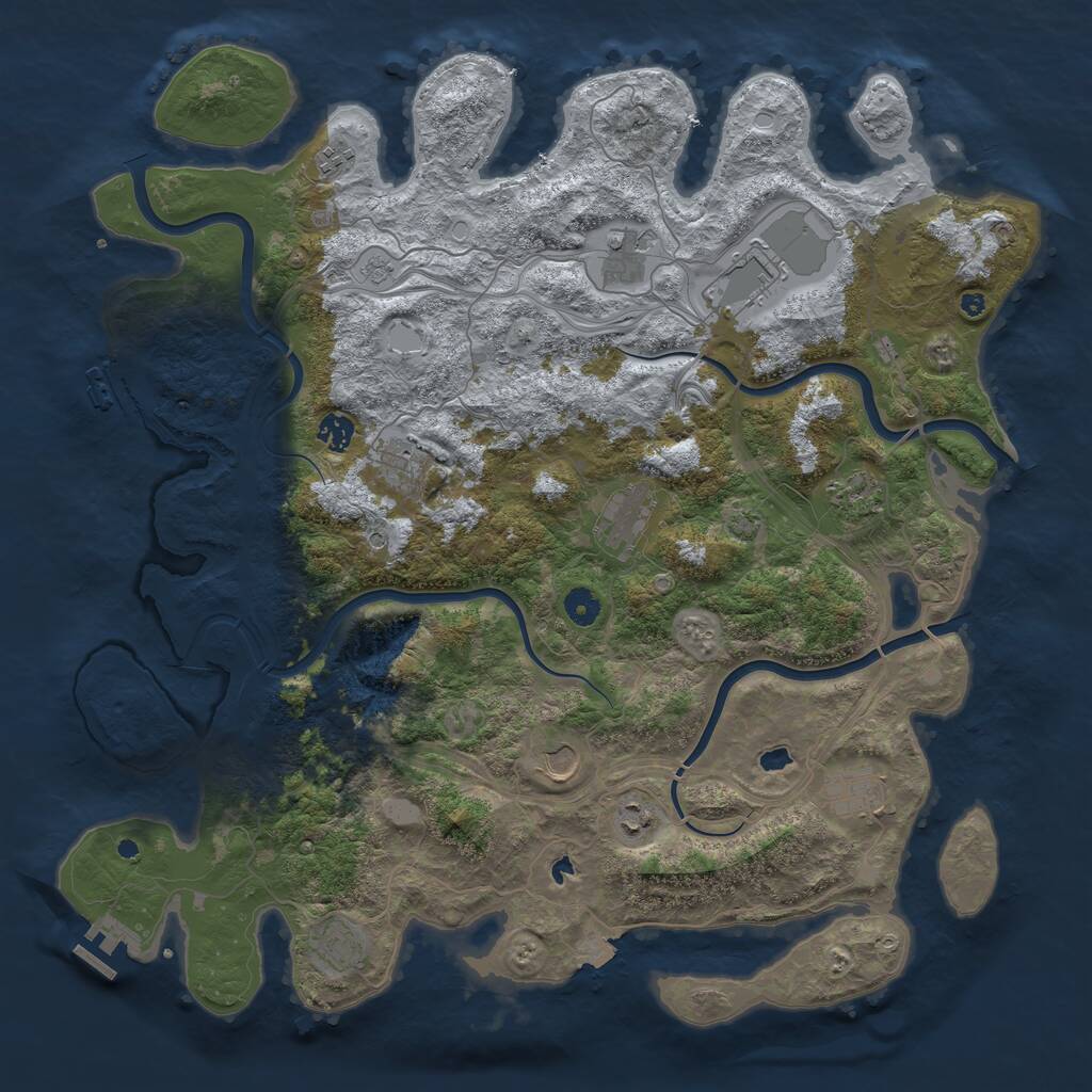 Rust Map: Procedural Map, Size: 4500, Seed: 634947469, 17 Monuments