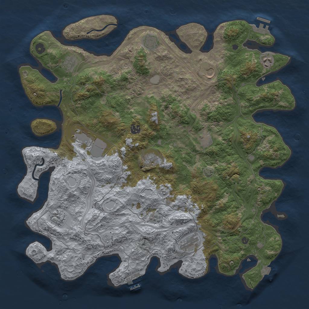 Rust Map: Procedural Map, Size: 4500, Seed: 41287, 19 Monuments