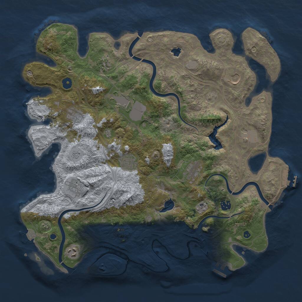 Rust Map: Procedural Map, Size: 4250, Seed: 956516489, 17 Monuments