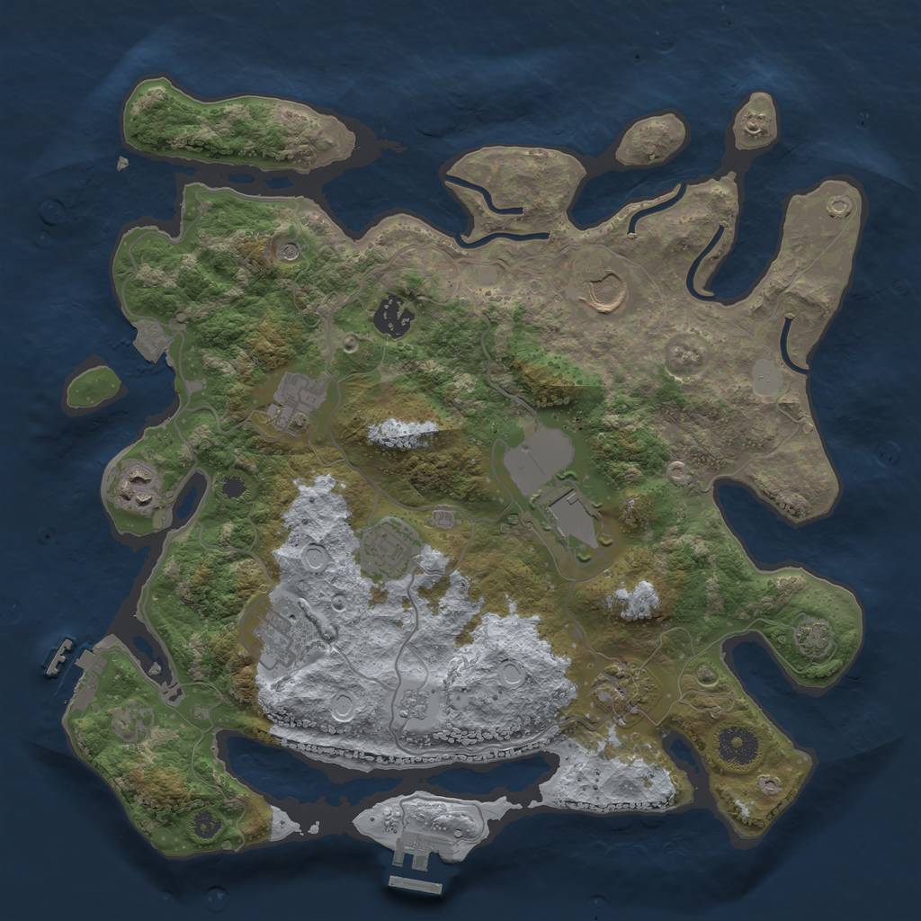 Rust Map: Procedural Map, Size: 3500, Seed: 8953217, 16 Monuments