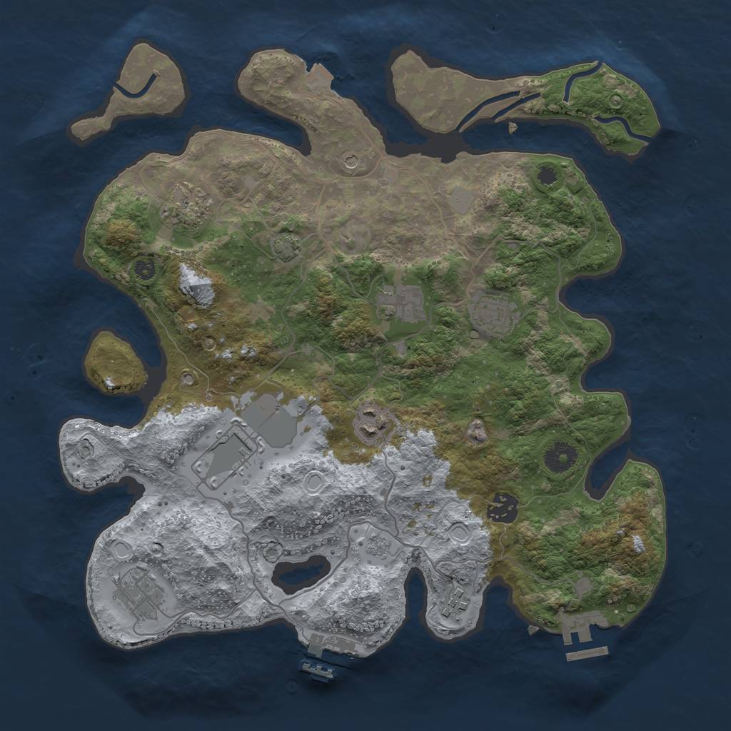 Rust Map: Procedural Map, Size: 3500, Seed: 8521004, 16 Monuments