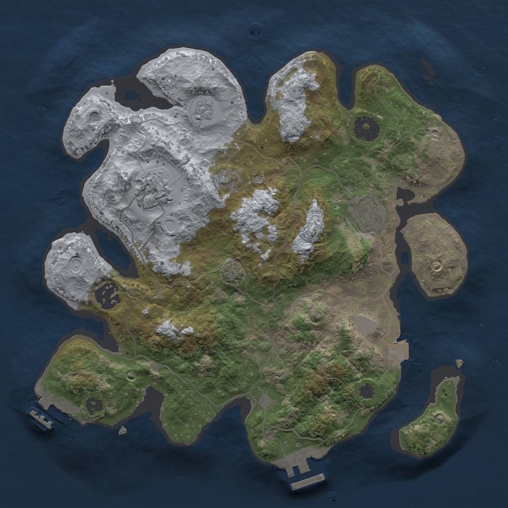 Rust Map: Procedural Map, Size: 3000, Seed: 5740321, 10 Monuments