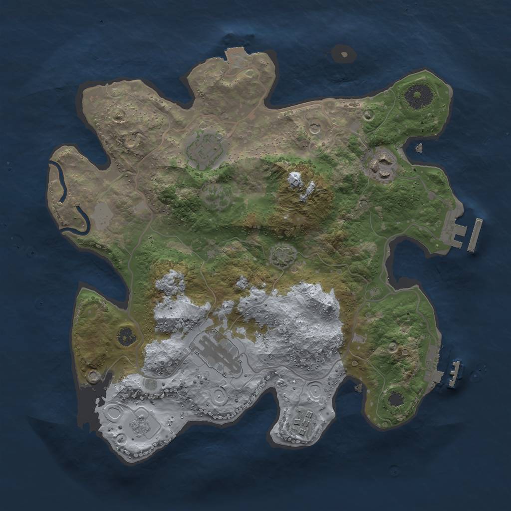 Rust Map: Procedural Map, Size: 3000, Seed: 247485191, 12 Monuments