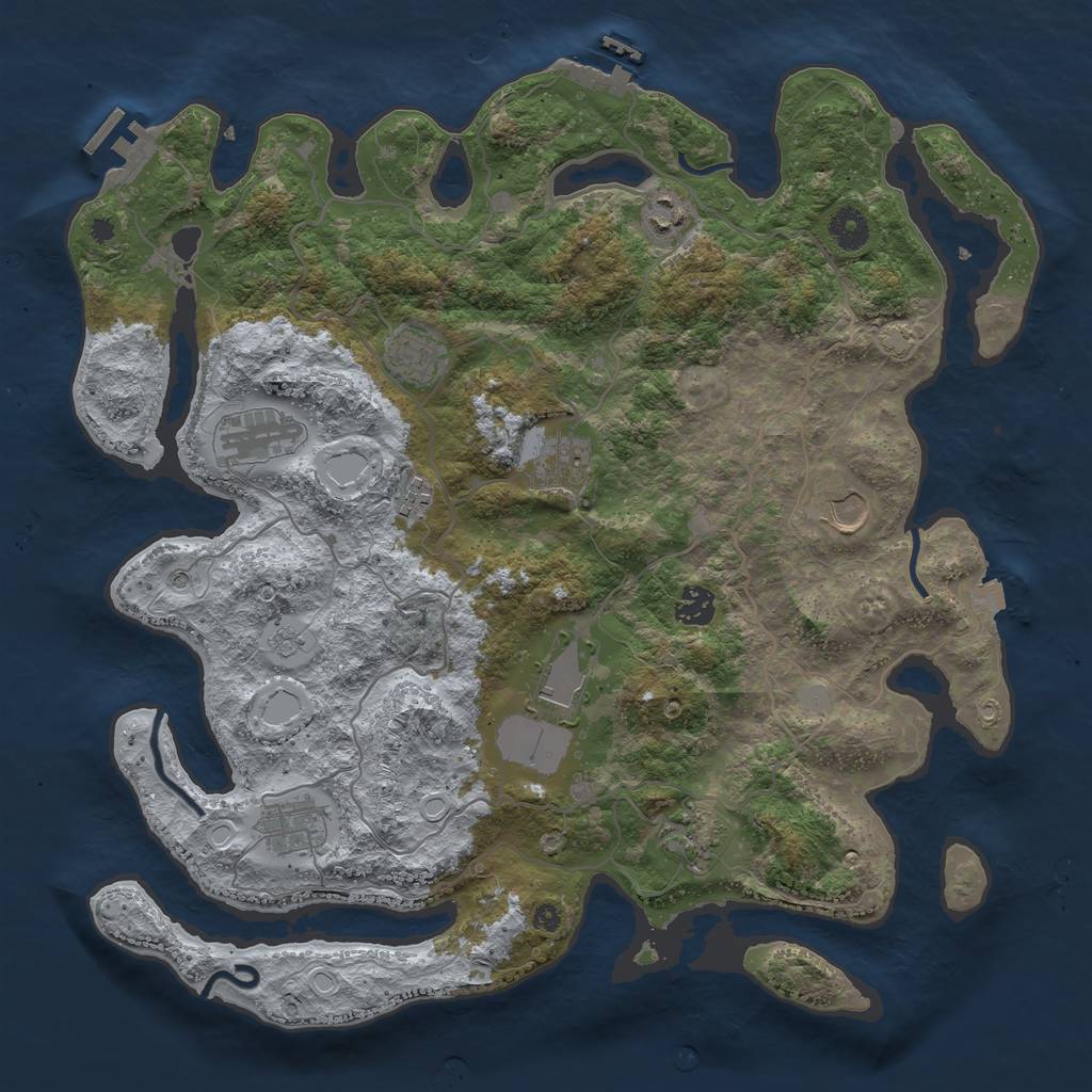Rust Map: Procedural Map, Size: 4000, Seed: 23421, 18 Monuments