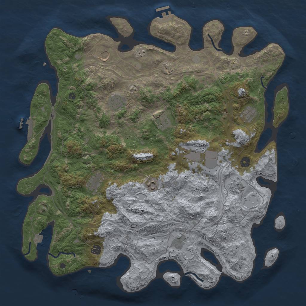 Rust Map: Procedural Map, Size: 4500, Seed: 2033274159, 19 Monuments