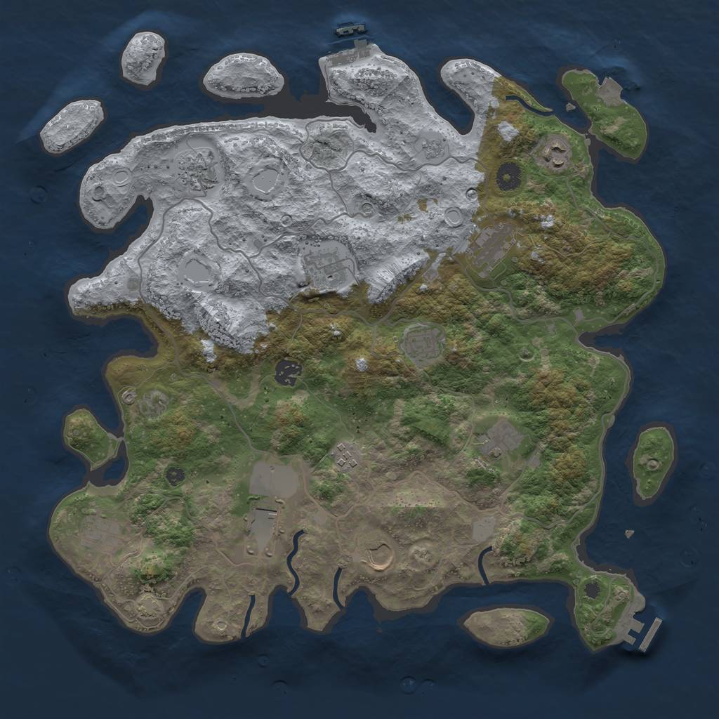 Rust Map: Procedural Map, Size: 4000, Seed: 59995014, 19 Monuments