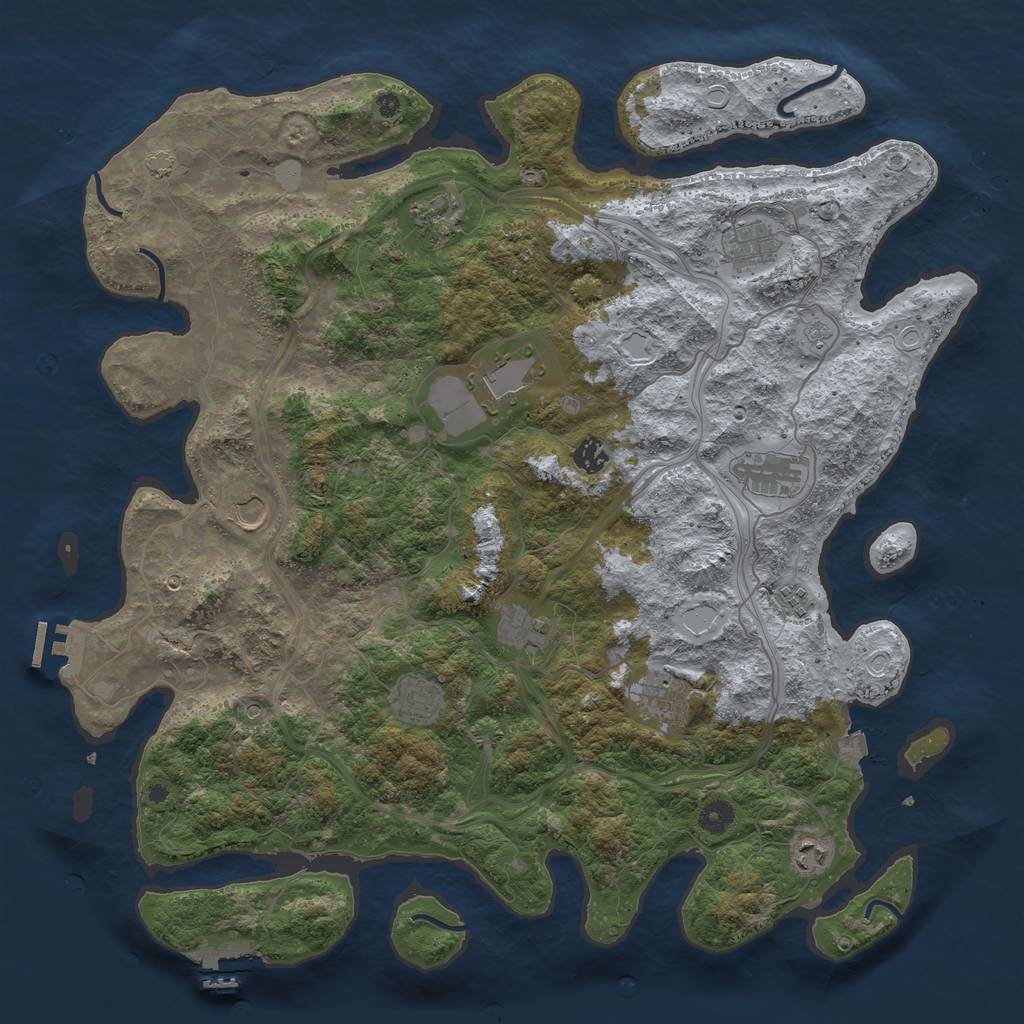 Rust Map: Procedural Map, Size: 4500, Seed: 1833662514, 19 Monuments