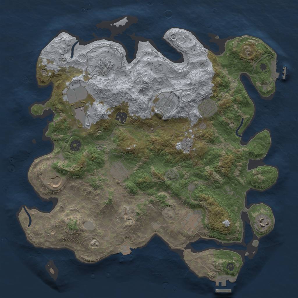 Rust Map: Procedural Map, Size: 3800, Seed: 664442796, 18 Monuments