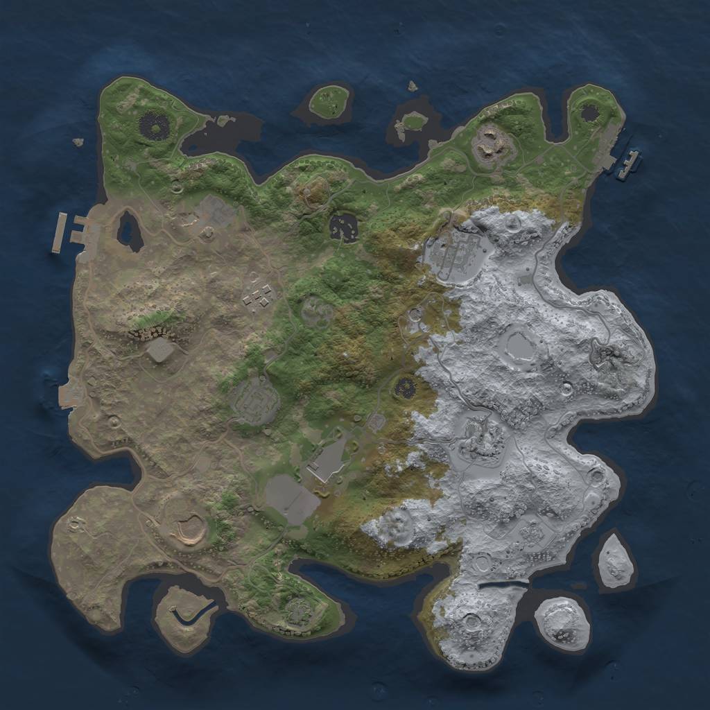 Rust Map: Procedural Map, Size: 3500, Seed: 73474792, 17 Monuments