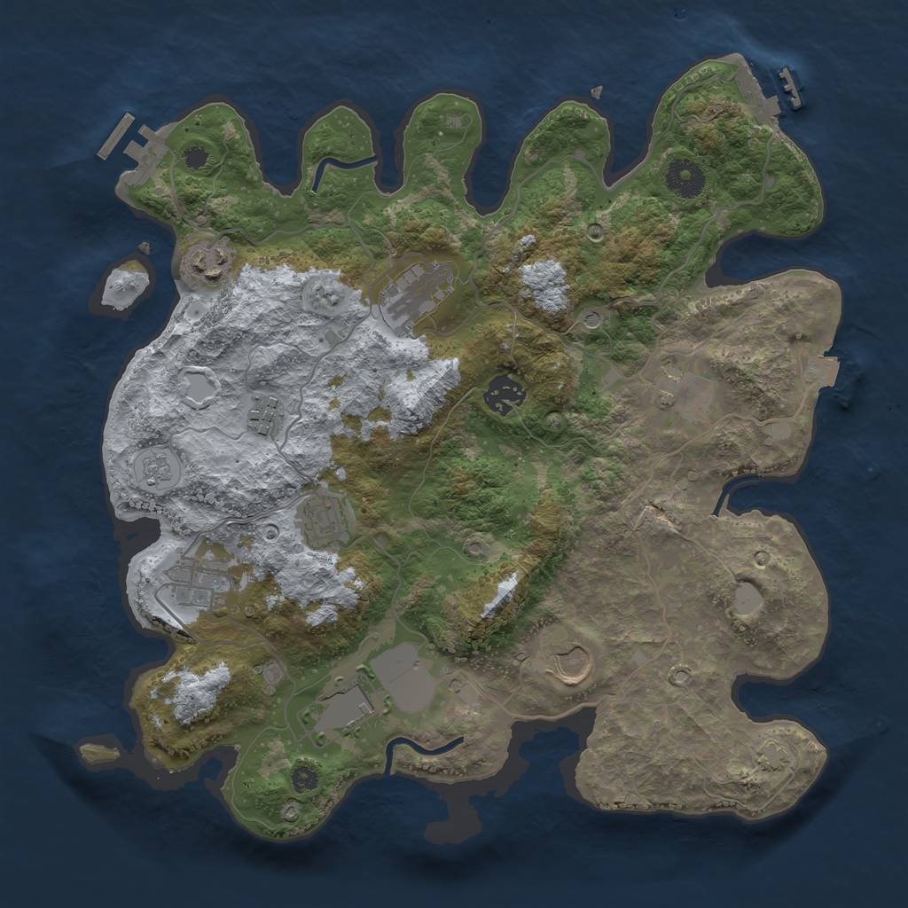 Rust Map: Procedural Map, Size: 3500, Seed: 2118416738, 17 Monuments