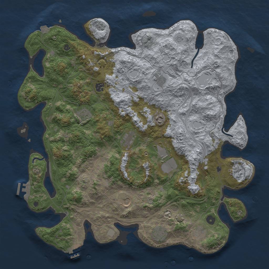 Rust Map: Procedural Map, Size: 4500, Seed: 20240801, 19 Monuments