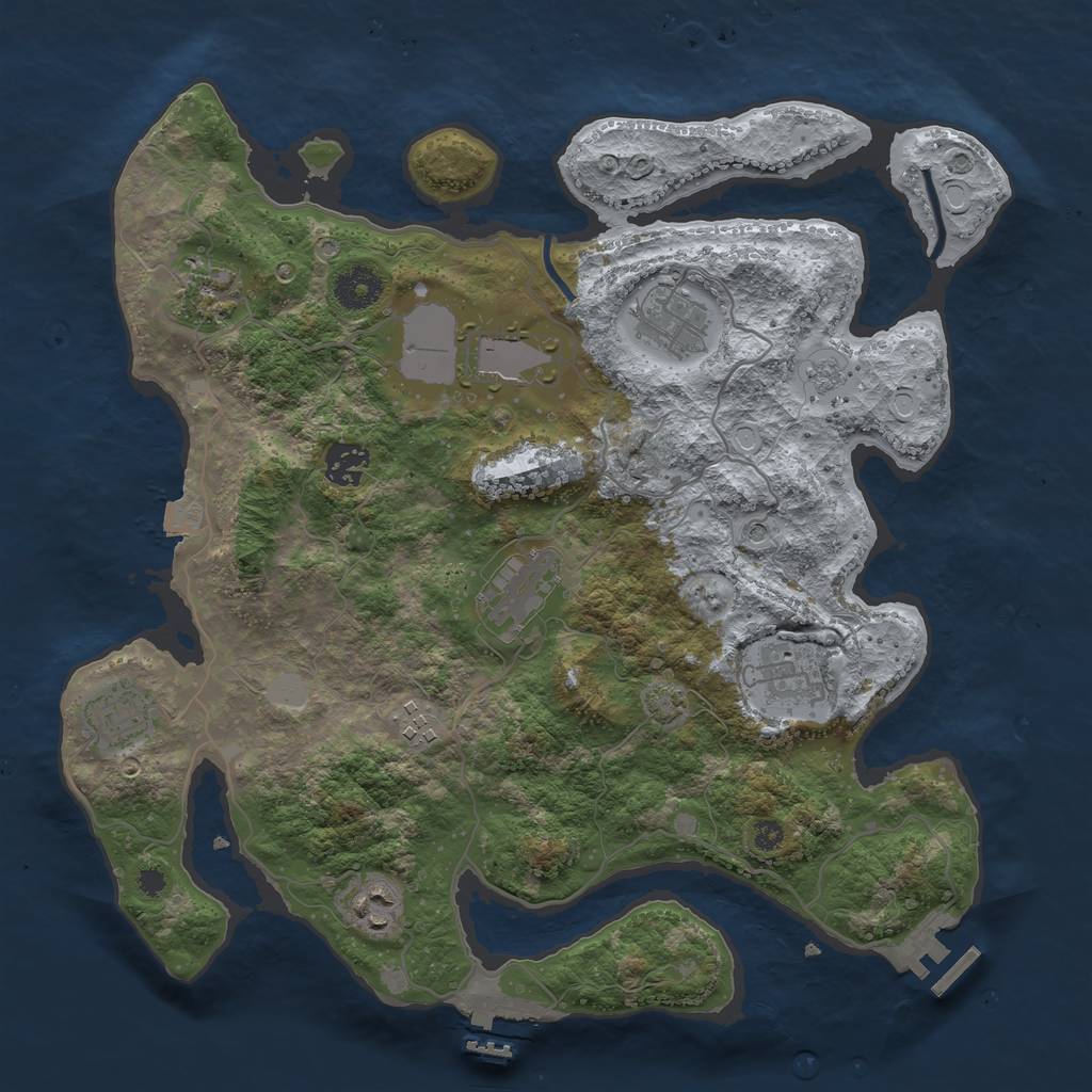 Rust Map: Procedural Map, Size: 3600, Seed: 942, 17 Monuments