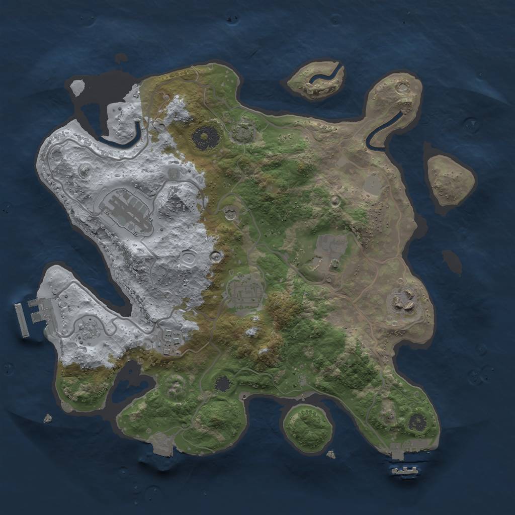 Rust Map: Procedural Map, Size: 3000, Seed: 1928915545, 13 Monuments