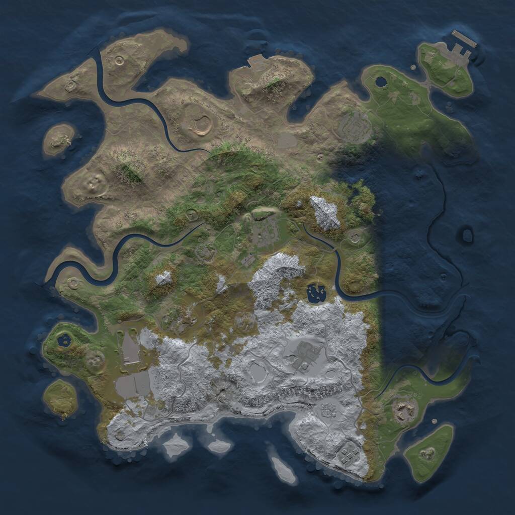 Rust Map: Procedural Map, Size: 3850, Seed: 837821869, 14 Monuments