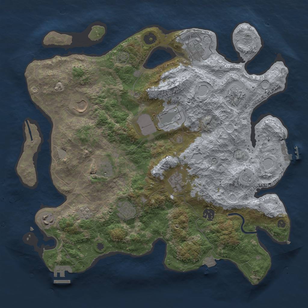 Rust Map: Procedural Map, Size: 3800, Seed: 417349277, 18 Monuments