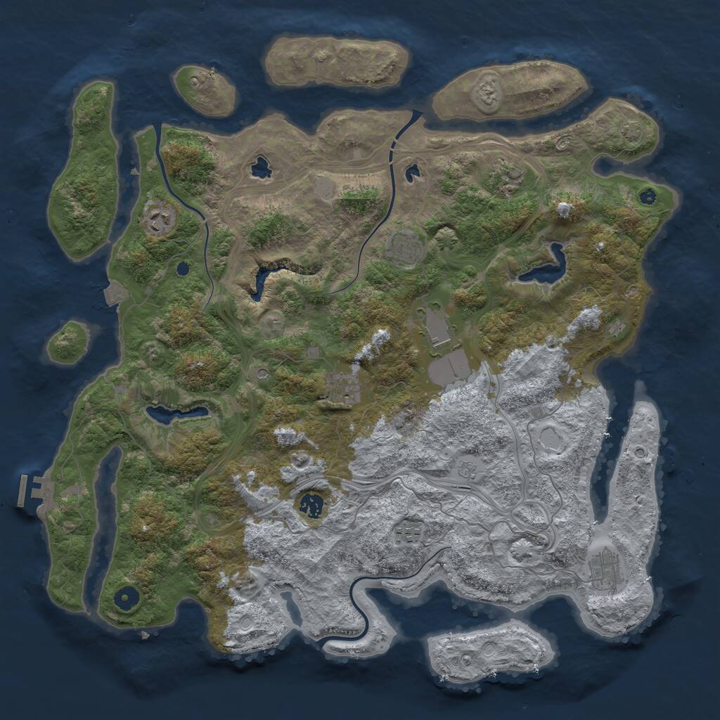 Rust Map: Procedural Map, Size: 4500, Seed: 2003602273, 13 Monuments