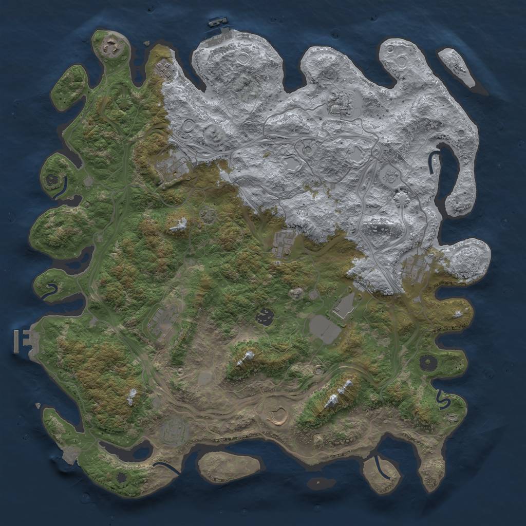 Rust Map: Procedural Map, Size: 4500, Seed: 1723139260, 19 Monuments