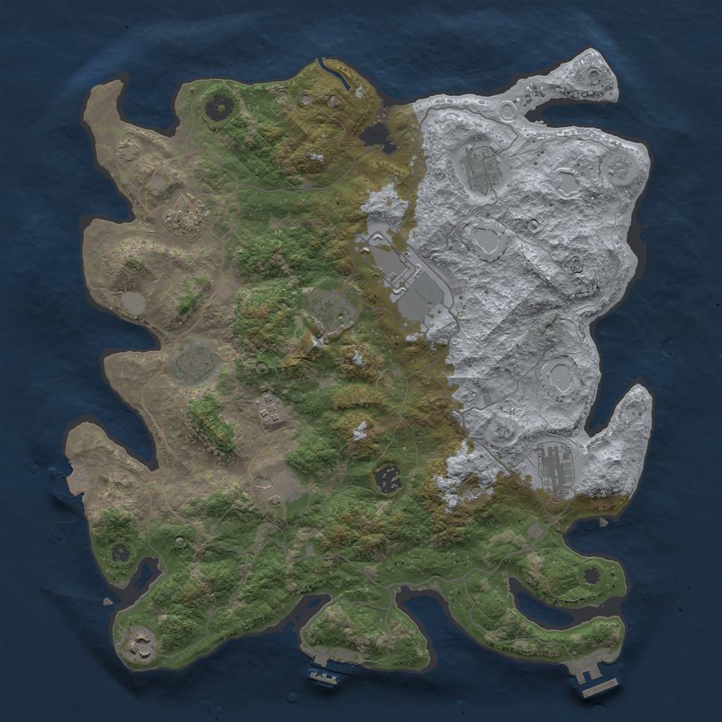 Rust Map: Procedural Map, Size: 4000, Seed: 908, 18 Monuments