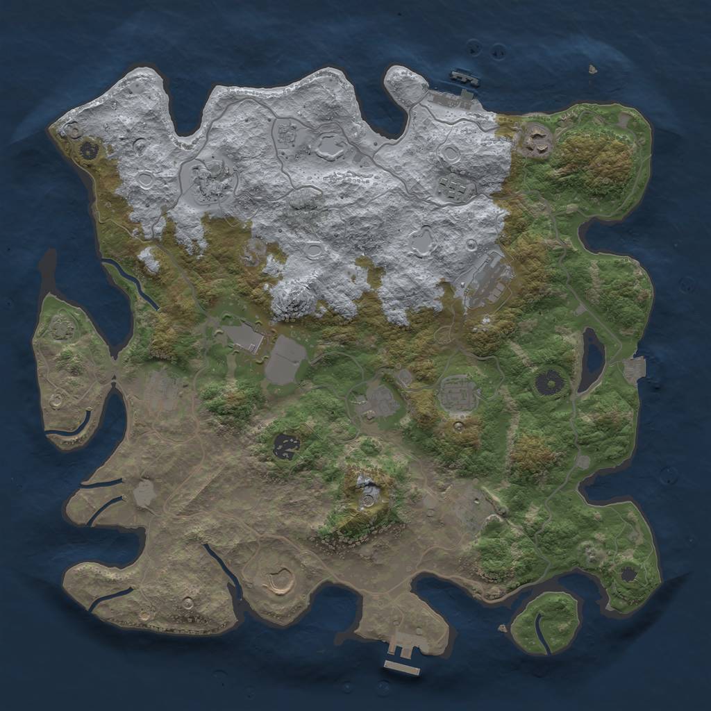 Rust Map: Procedural Map, Size: 4000, Seed: 1234056789, 19 Monuments