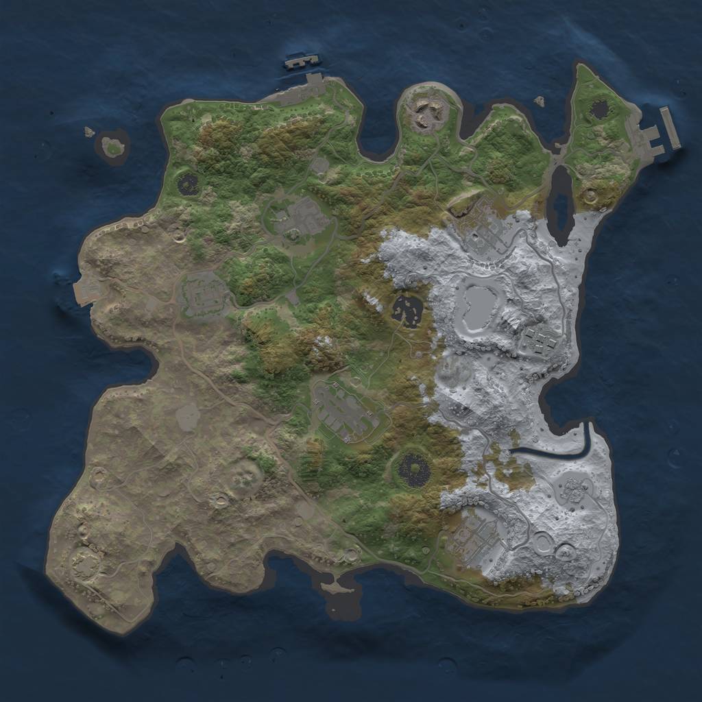 Rust Map: Procedural Map, Size: 3250, Seed: 915465896, 15 Monuments
