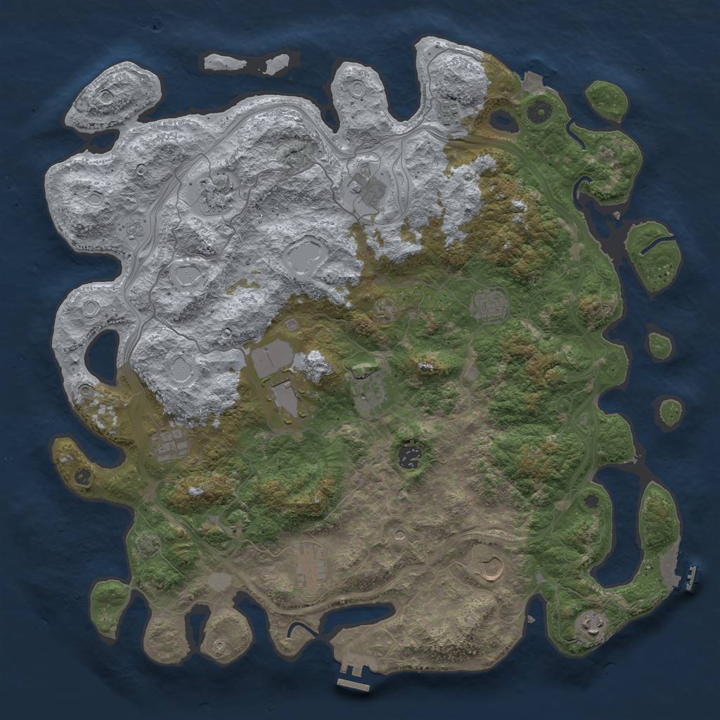 Rust Map: Procedural Map, Size: 4500, Seed: 1215508447, 19 Monuments