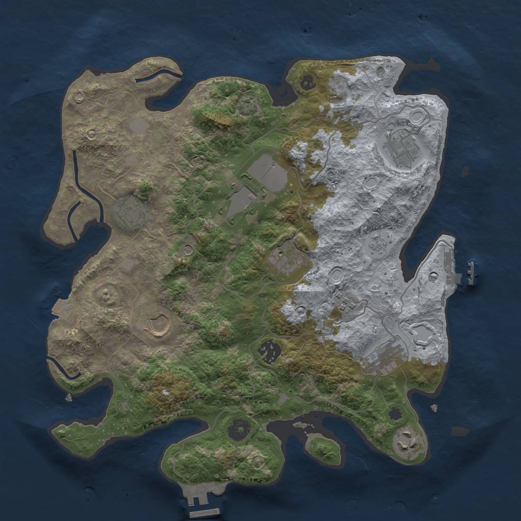 Rust Map: Procedural Map, Size: 3500, Seed: 1287702963, 17 Monuments