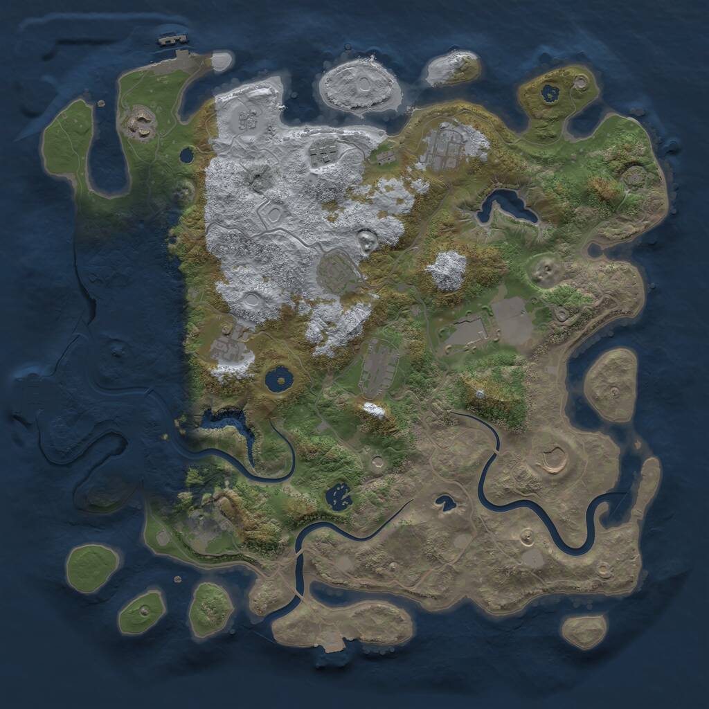 Rust Map: Procedural Map, Size: 4000, Seed: 43143419, 16 Monuments