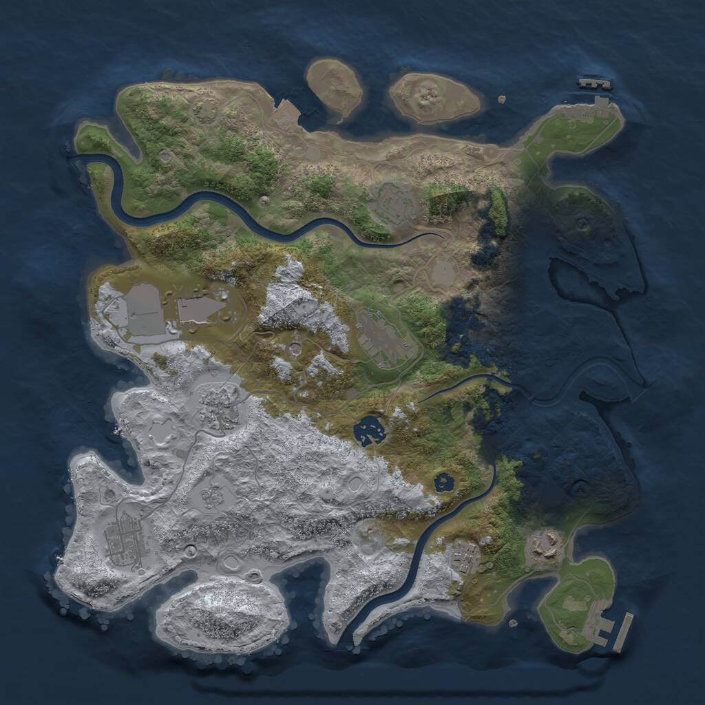 Rust Map: Procedural Map, Size: 3500, Seed: 54369684, 14 Monuments