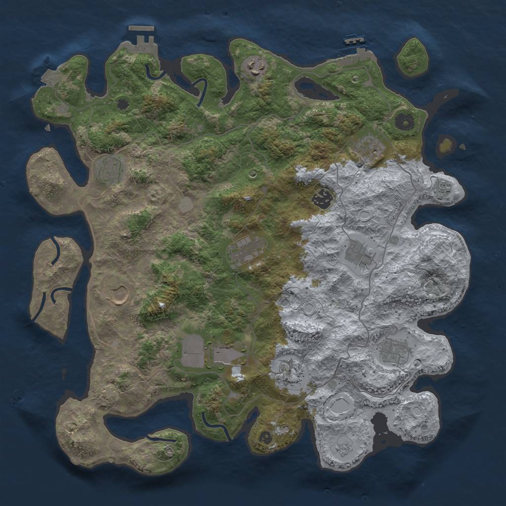 Rust Map: Procedural Map, Size: 4000, Seed: 1949667869, 19 Monuments