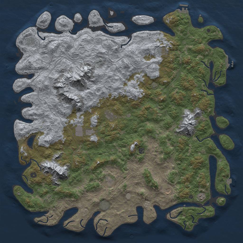 Rust Map: Procedural Map, Size: 6000, Seed: 6258653, 19 Monuments