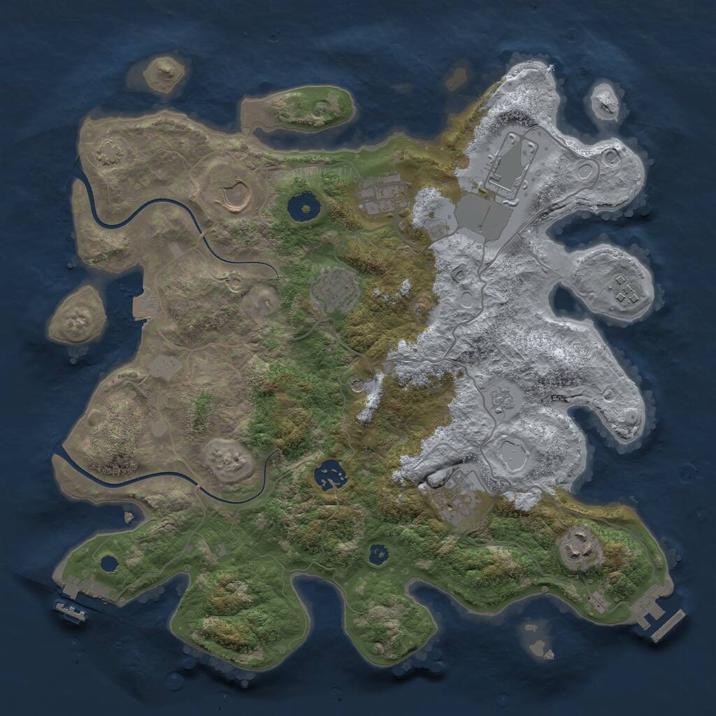 Rust Map: Procedural Map, Size: 3500, Seed: 524107355, 14 Monuments