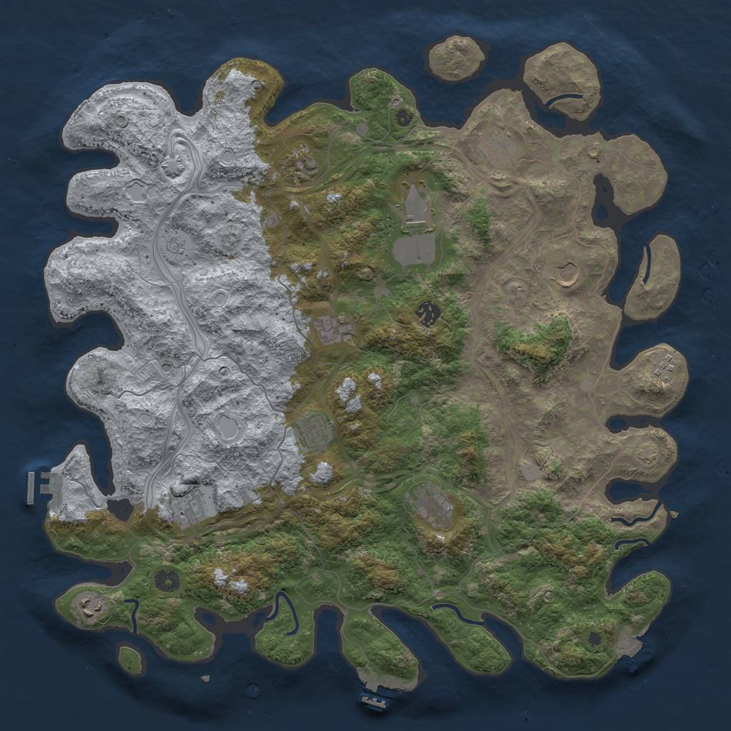 Rust Map: Procedural Map, Size: 4500, Seed: 3456782, 19 Monuments
