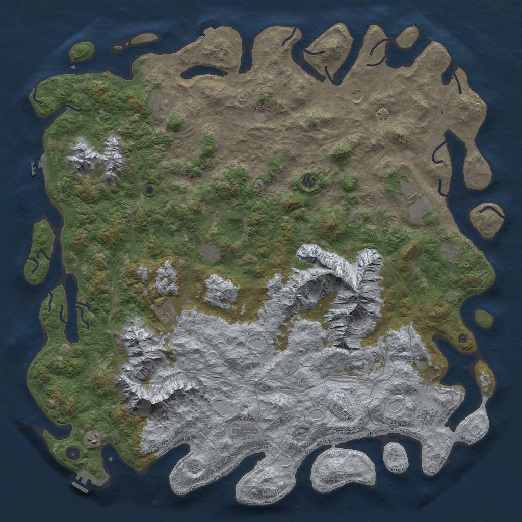 Rust Map: Procedural Map, Size: 6000, Seed: 1315990616, 19 Monuments