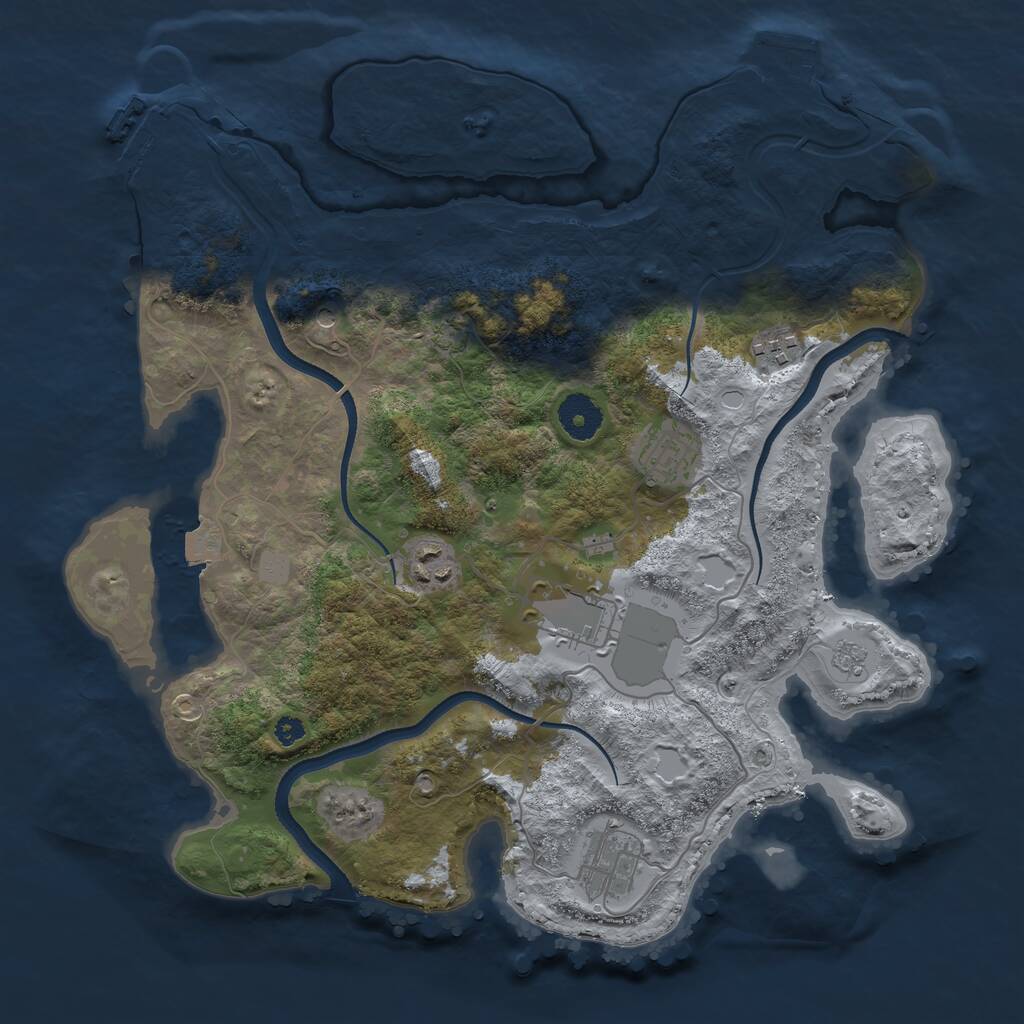 Rust Map: Procedural Map, Size: 3500, Seed: 1016268634, 11 Monuments