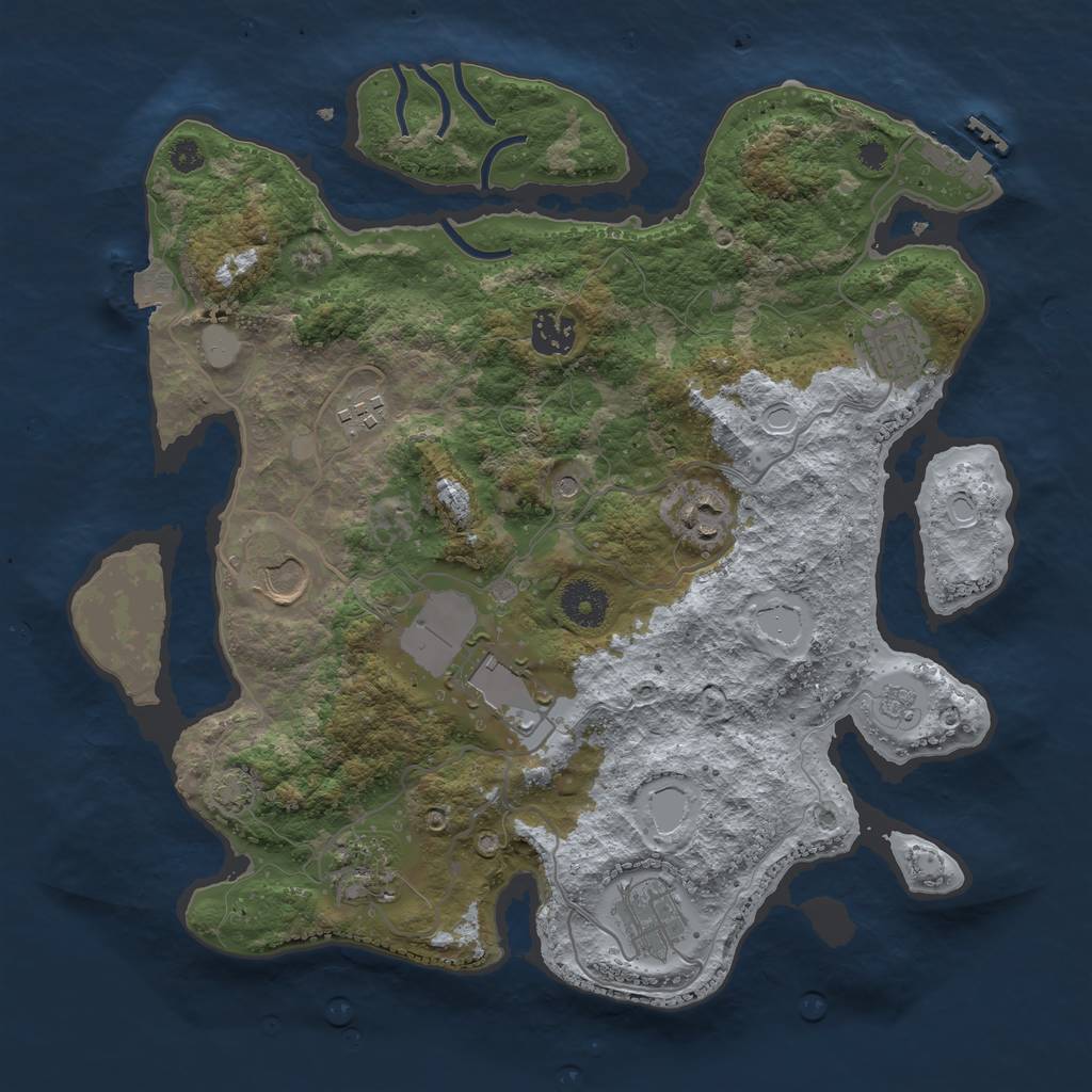 Rust Map: Procedural Map, Size: 3500, Seed: 1016268634, 15 Monuments