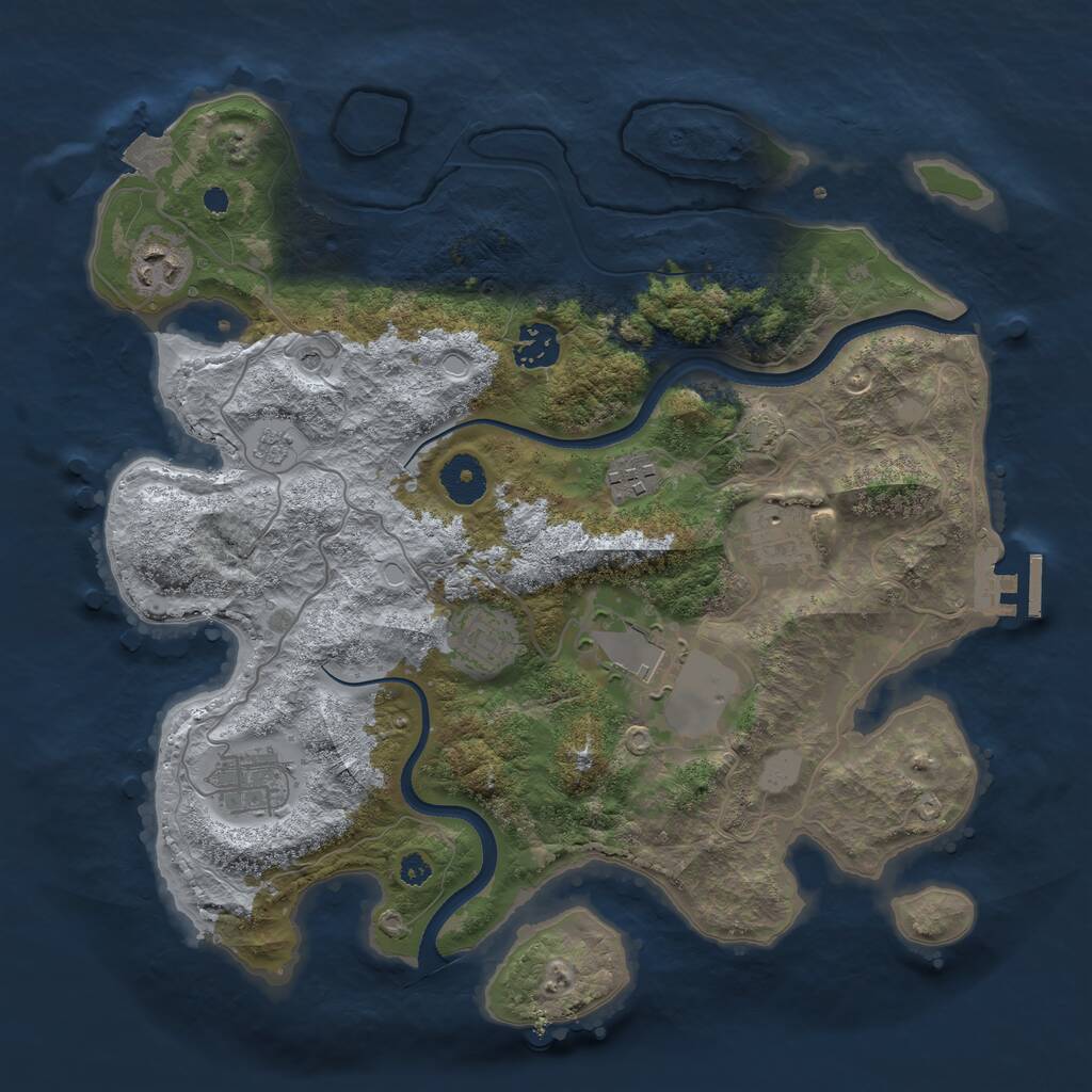 Rust Map: Procedural Map, Size: 3500, Seed: 1787372832, 12 Monuments
