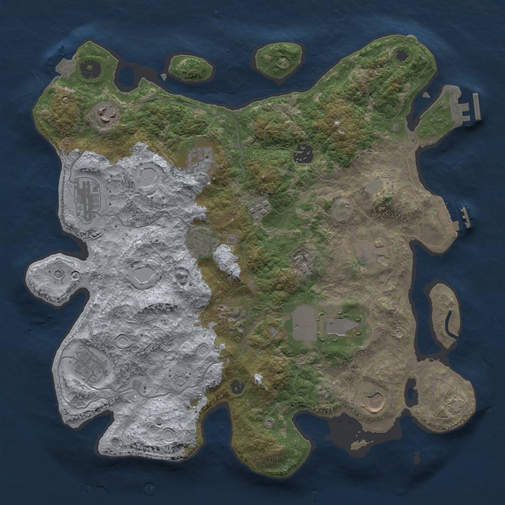 Rust Map: Procedural Map, Size: 3750, Seed: 1029941229, 19 Monuments