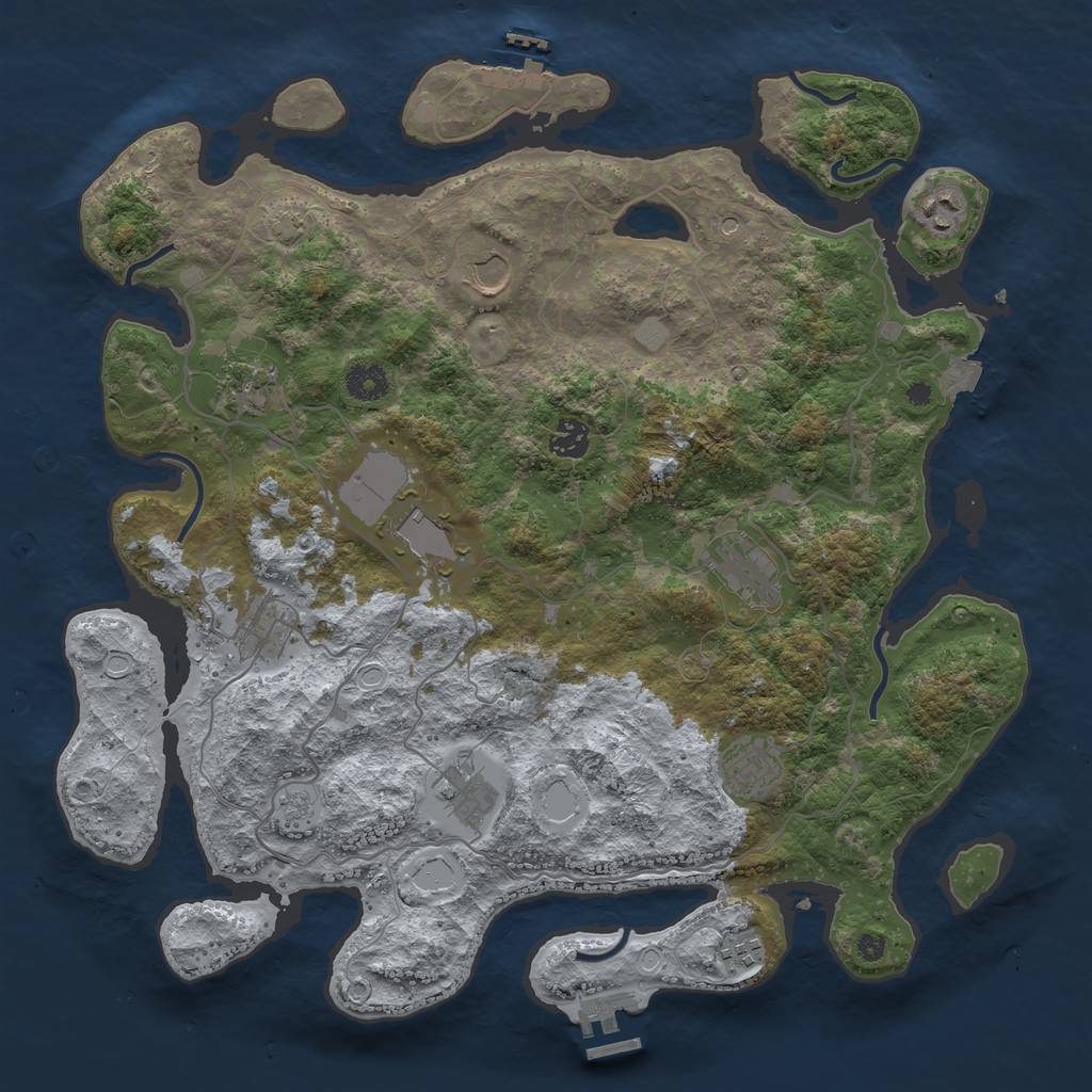 Rust Map: Procedural Map, Size: 4000, Seed: 296193173, 18 Monuments