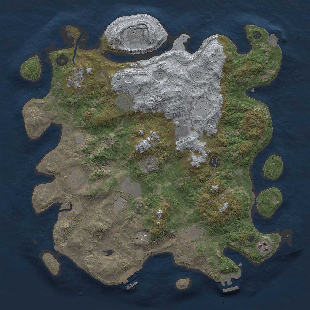 Rust Map: Procedural Map, Size: 4000, Seed: 40500, 18 Monuments