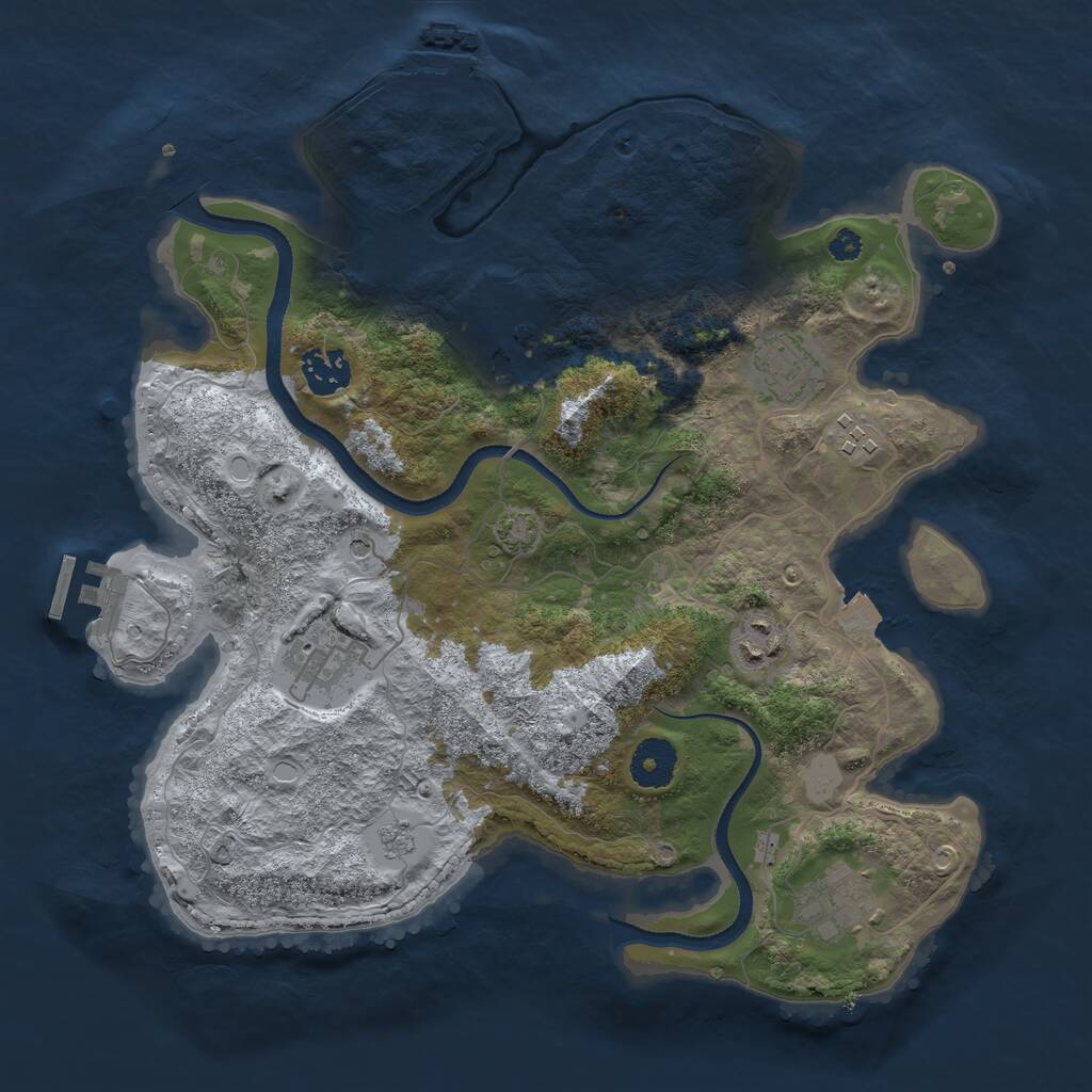 Rust Map: Procedural Map, Size: 3400, Seed: 647064714, 13 Monuments