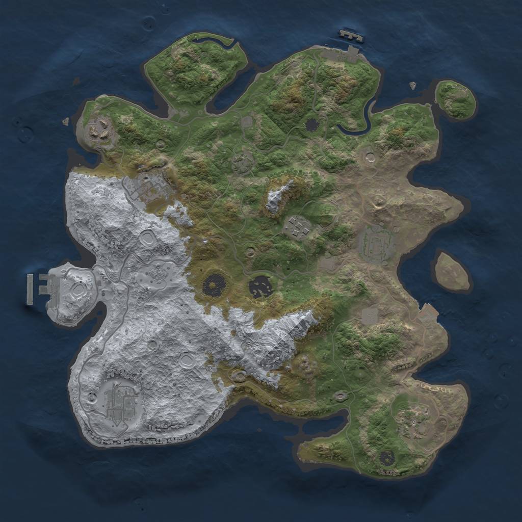 Rust Map: Procedural Map, Size: 3400, Seed: 647064714, 15 Monuments